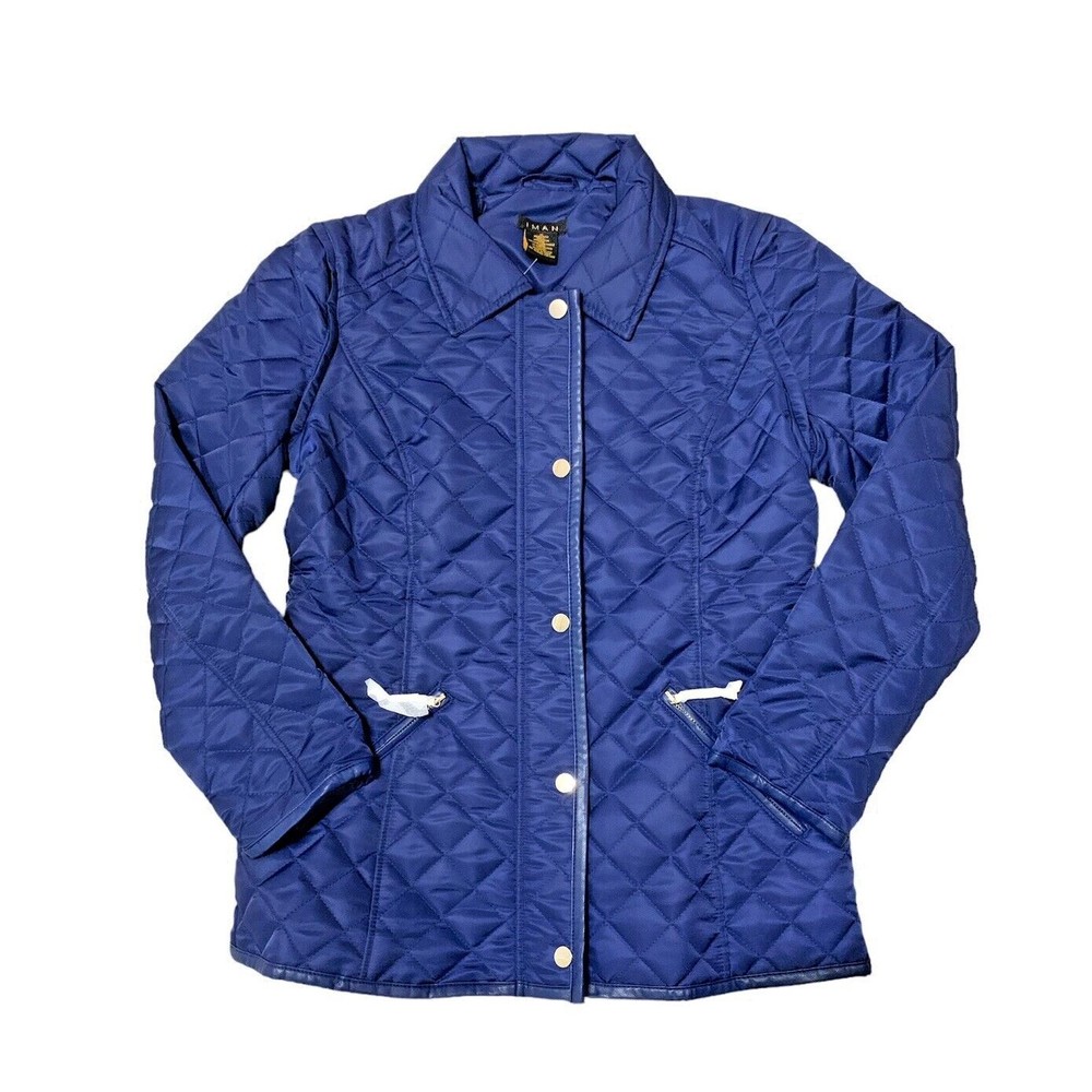 IMAN Platinum Women's Couture Quilted Convertible Jacket to Vest - Blue XS NWT